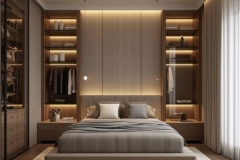 Floating bed with LED lighting designed for a modern Malta home