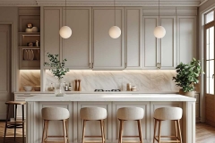 Classic French kitchen island with custom cabinetry