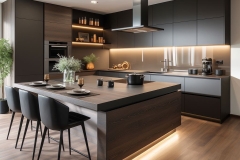 Modern grey kitchen island with stone worktop in Malta