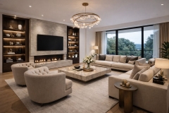Modern floating TV unit with custom storage in Malta