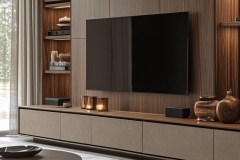 Custom TV entertainment unit with LED shelving