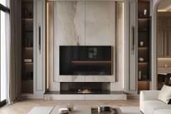 Elegant French TV wall unit with bespoke storage