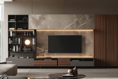 Wall-mounted TV entertainment unit with hidden cables
