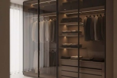Modern smoked glass wardrobe with custom storage