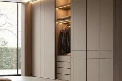 Custom fitted wardrobe with motion sensor LED lights
